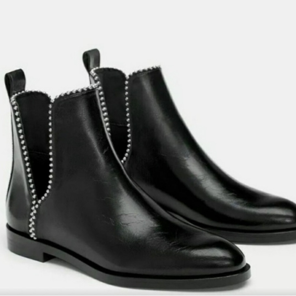 Zara Black Studded Boots